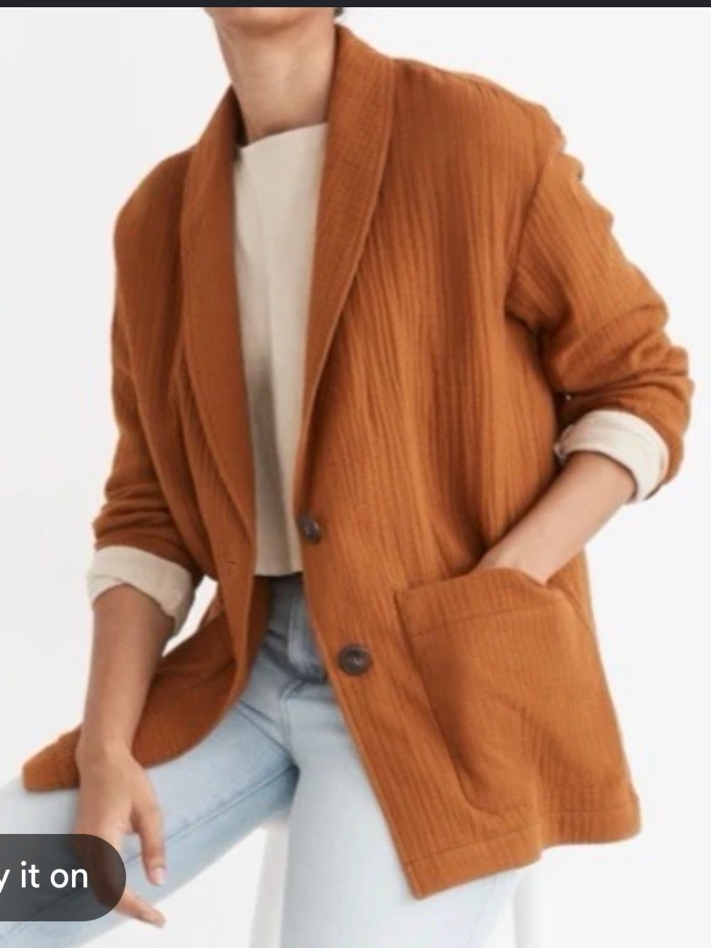 Madewell Rust Orange Knit Blazer Cardigan